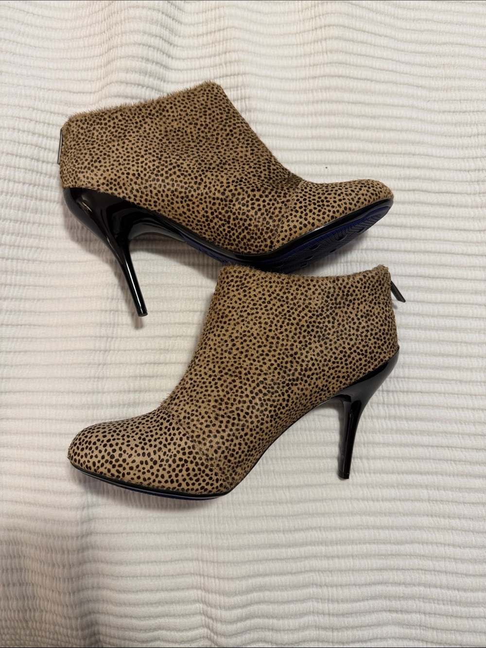 Reaction Kenneth Cole Tan Cheetah-Print Ankle Booties with Black Heel